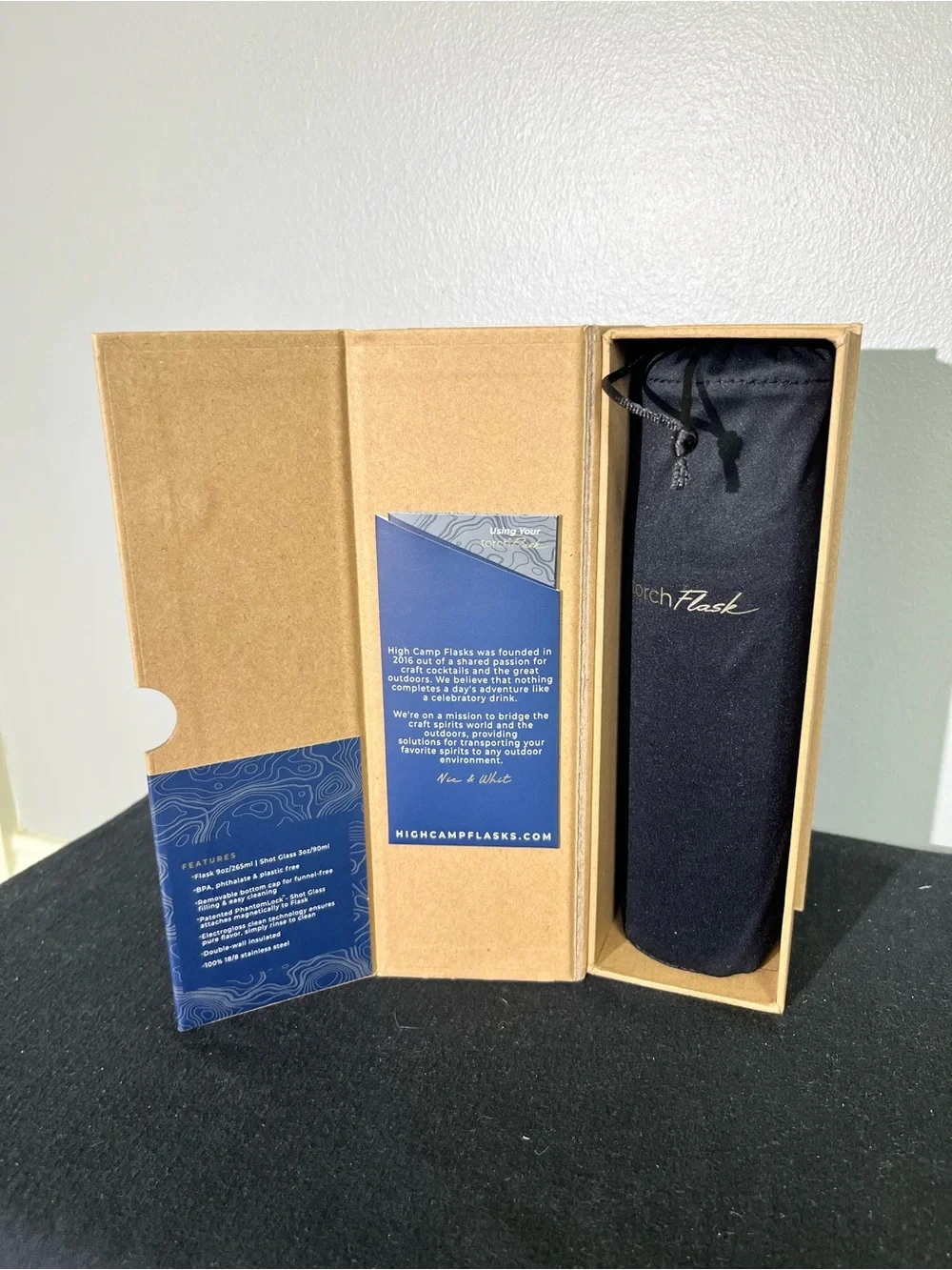 High Camp Torch Flask 9oz Stainless NWT Insulated Stainless Steel Travel Flask